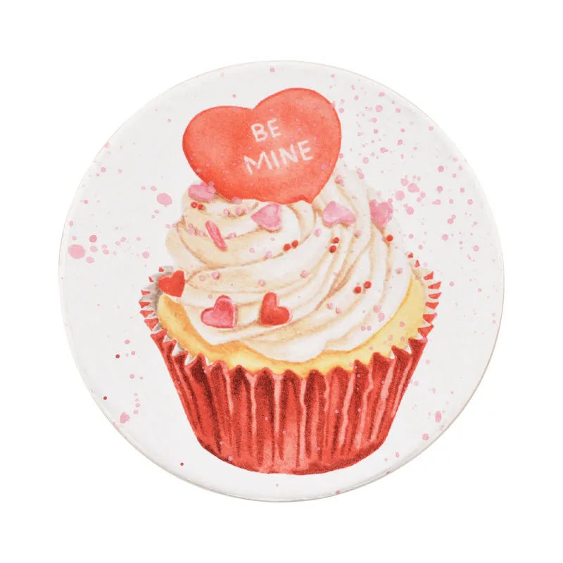 Gift Boxes-Valentines day Watercolor Cupcake-Paper Mache-Round-X-Small-Quantity 1