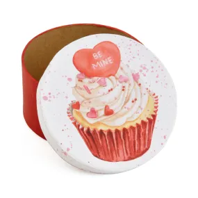 Gift Boxes-Valentines day Watercolor Cupcake-Paper Mache-Round-X-Small-Quantity 1