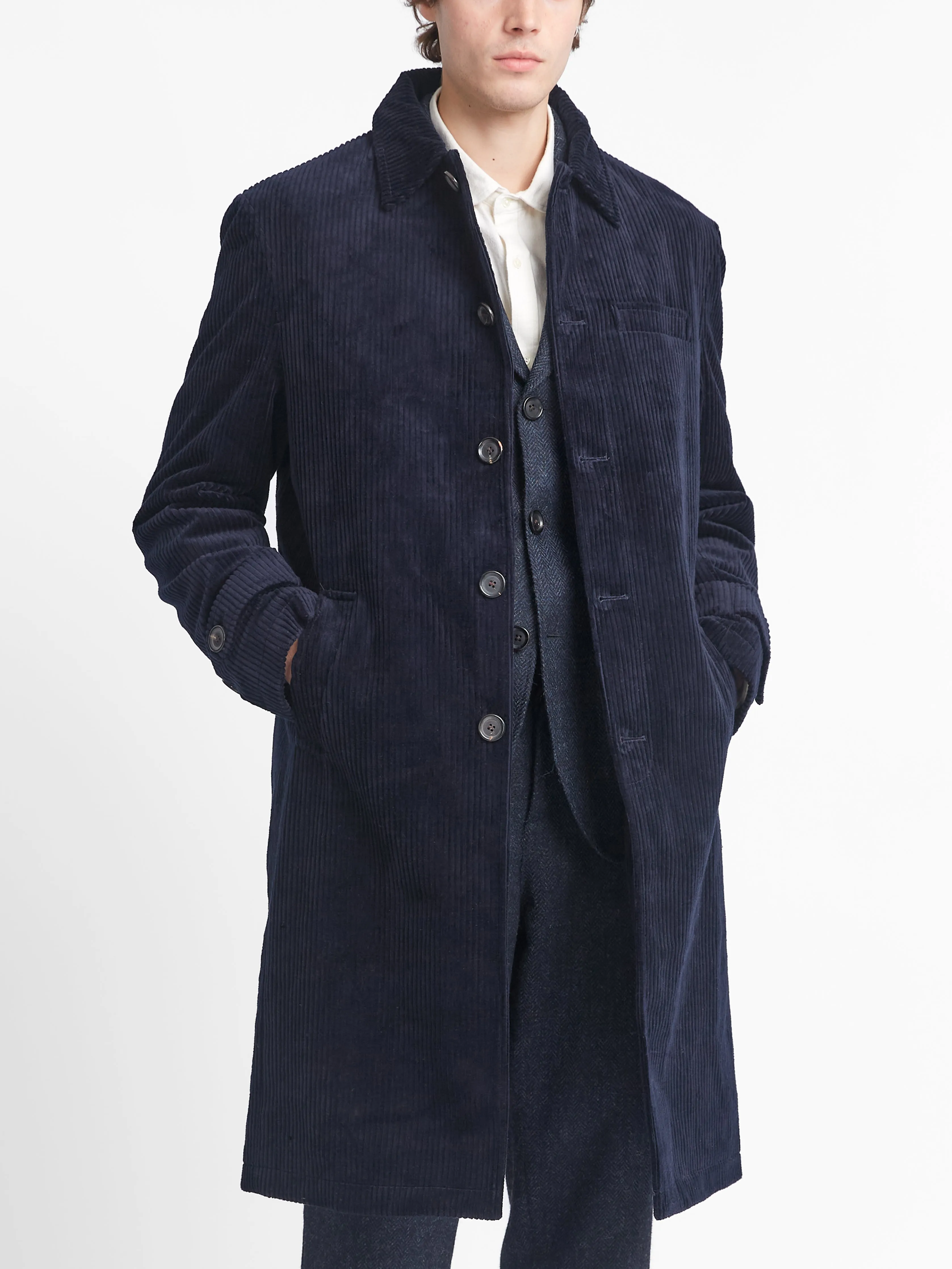 Grandpa Coat Melrose Cord Navy