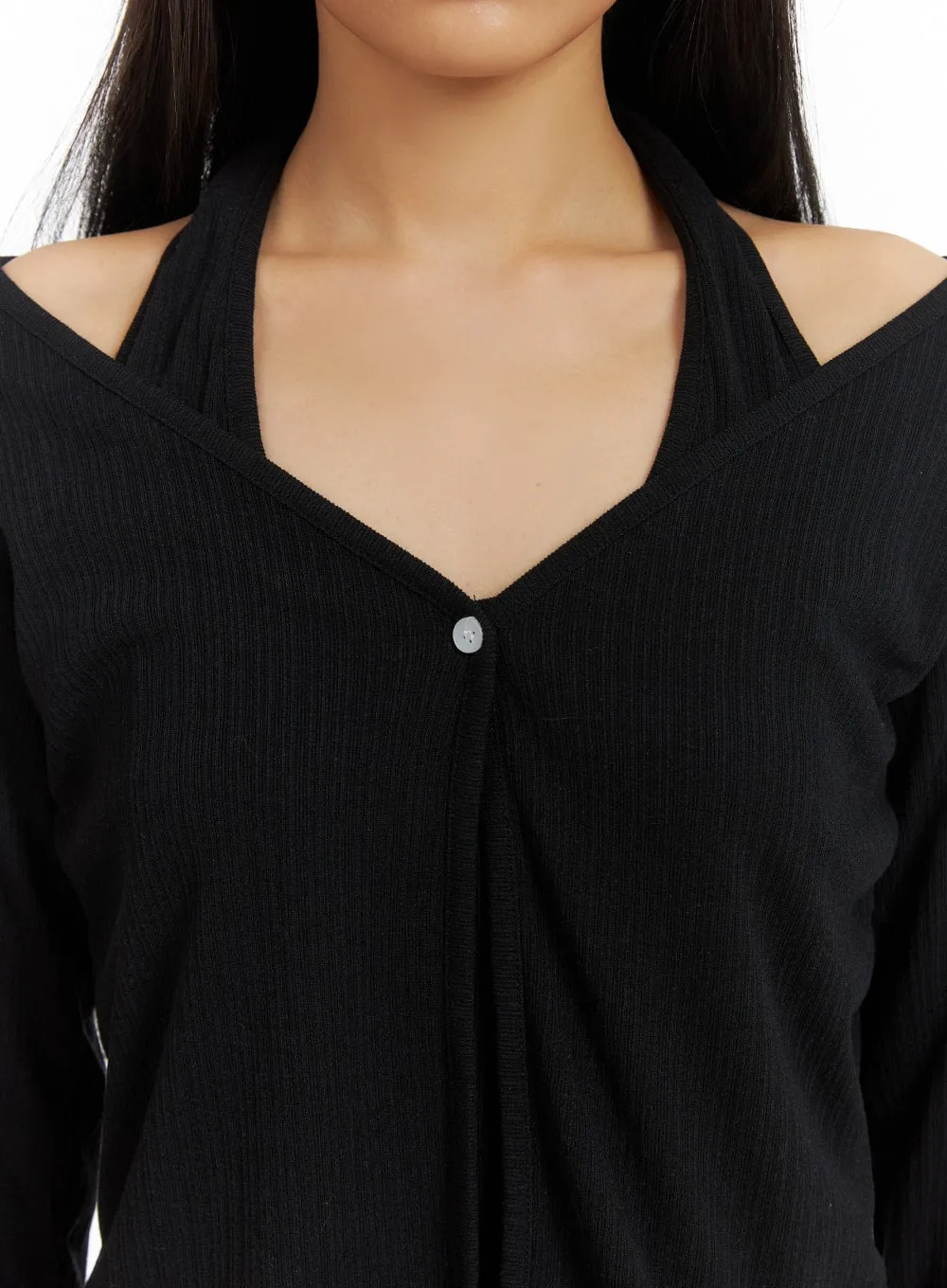 Halter Neck Layered Crop Cardigan IA417