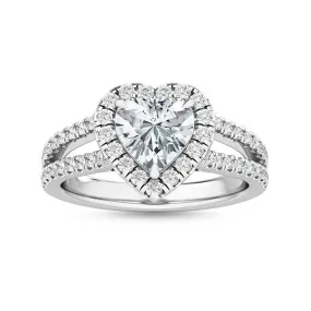 Heart Shape Lab Grown Diamond Split Shank Engagement Ring 1.57 ctw