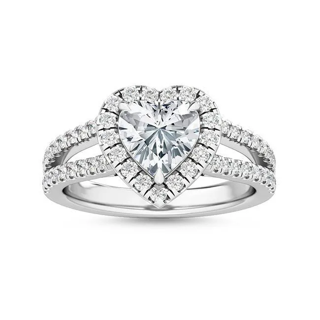 Heart Shape Lab Grown Diamond Split Shank Engagement Ring 1.57 ctw