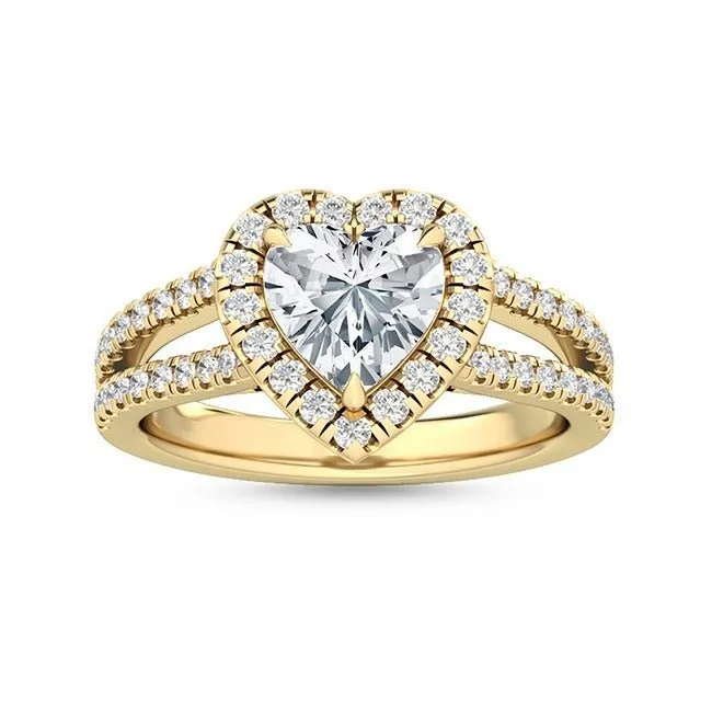 Heart Shape Lab Grown Diamond Split Shank Engagement Ring 1.57 ctw