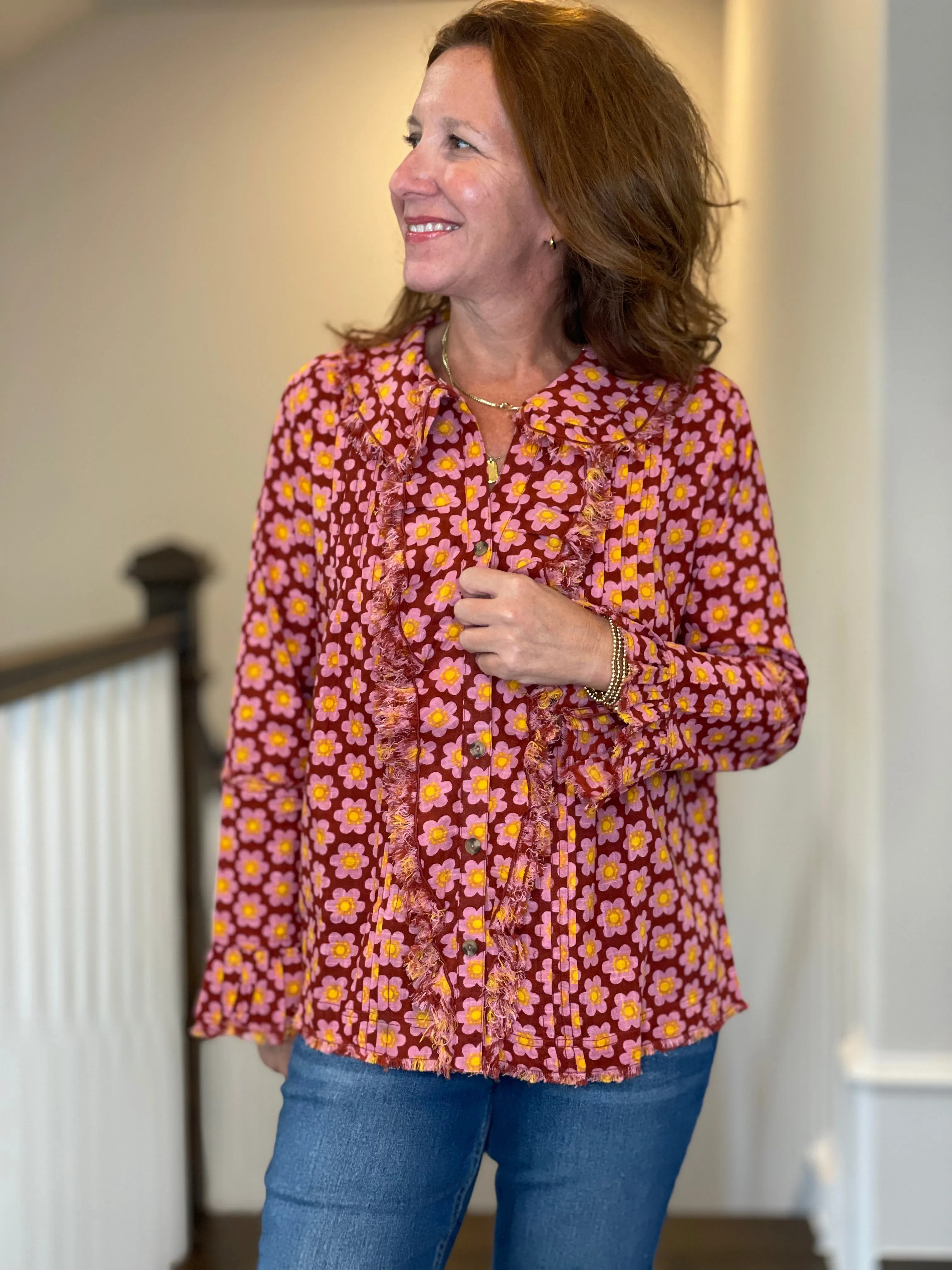 Ivy Jane Poetry Top in Floral Rust