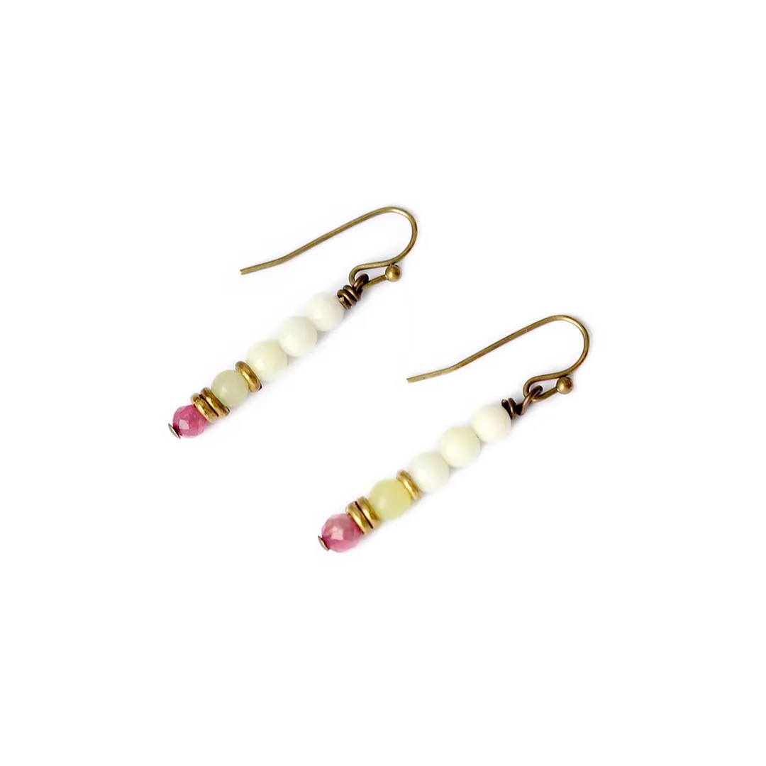 Jade and Pink Tourmaline Earrings *Final sale*