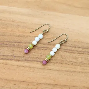 Jade and Pink Tourmaline Earrings *Final sale*