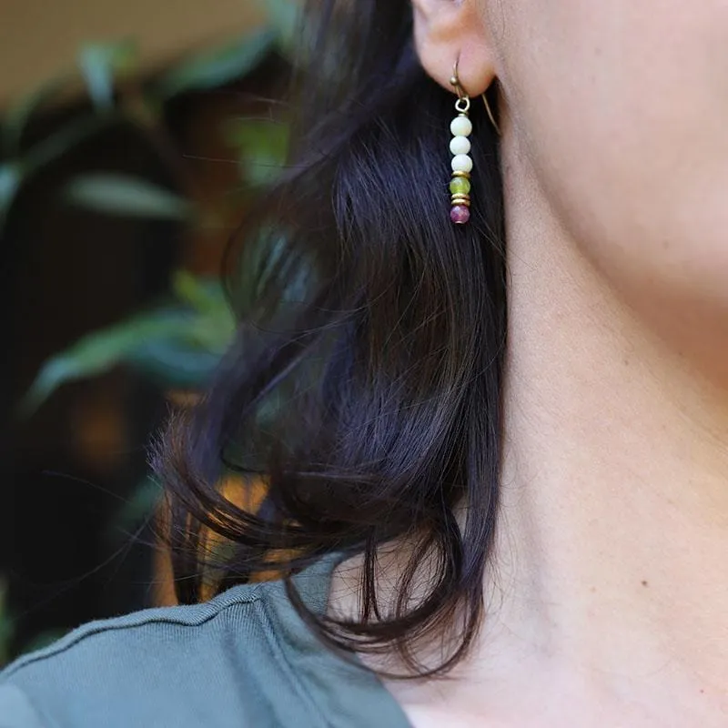 Jade and Pink Tourmaline Earrings *Final sale*