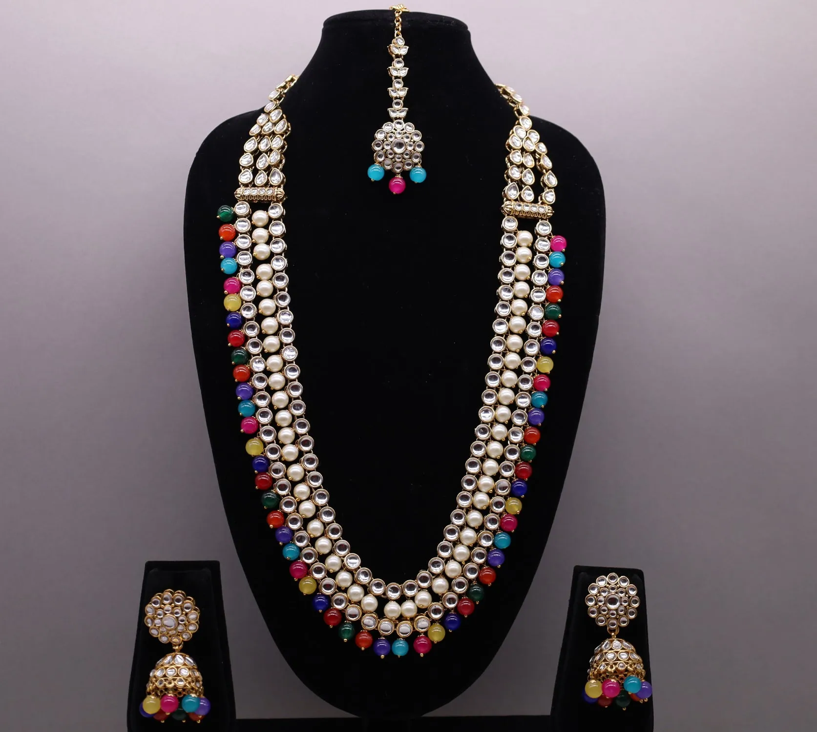 Jasmine Mala Kundan Full Set With Tikka