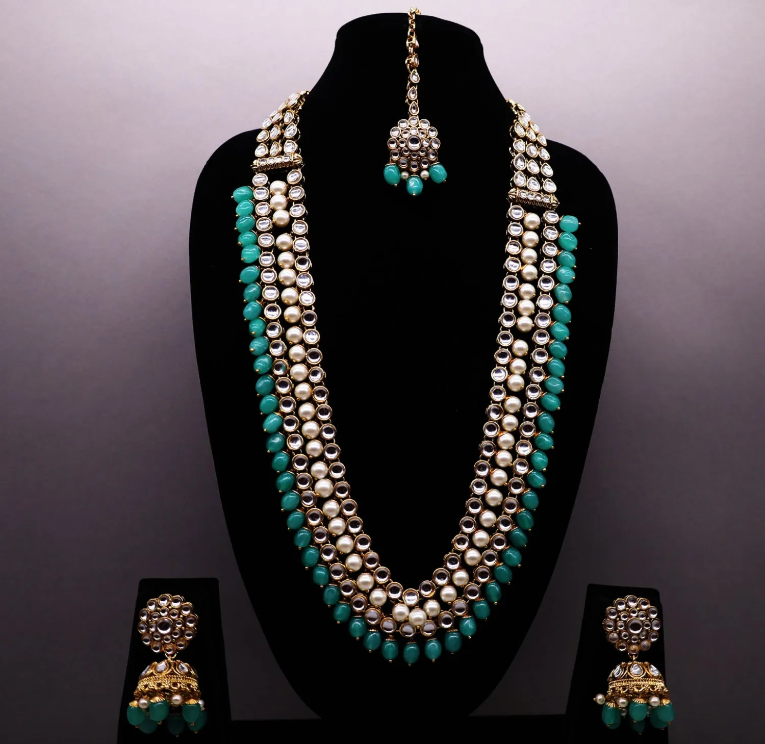 Jasmine Mala Kundan Full Set With Tikka