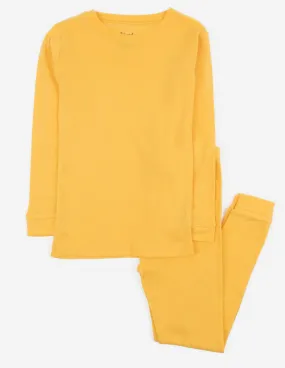 Kids Two Piece Solid Yellow Pajamas