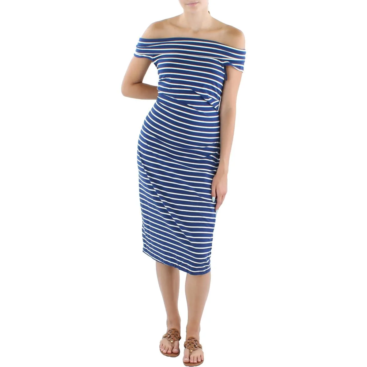 Lauren Ralph Lauren Womens Striped Midi Bodycon Dress