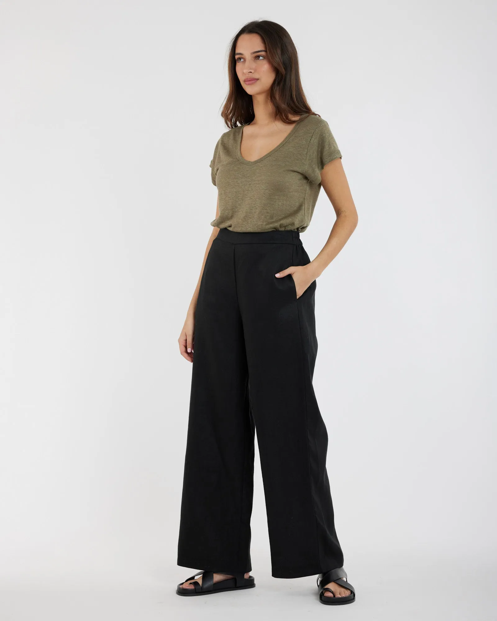 Mabel Linen Pant - Black