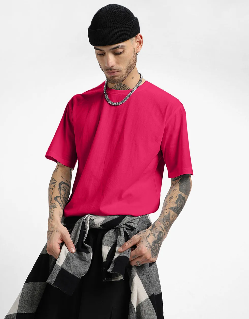 Magenta Oversized Solid Tshirt