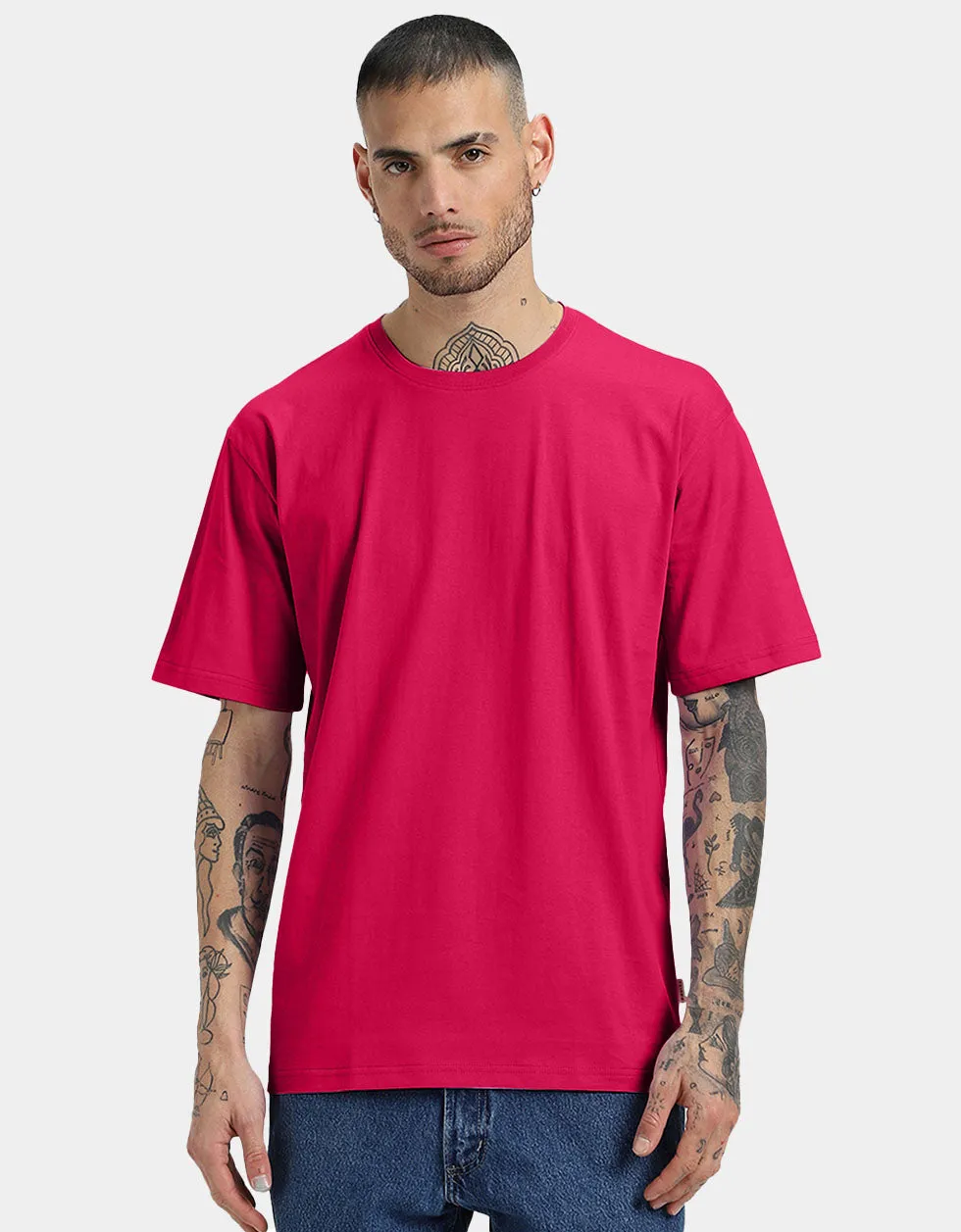 Magenta Oversized Solid Tshirt