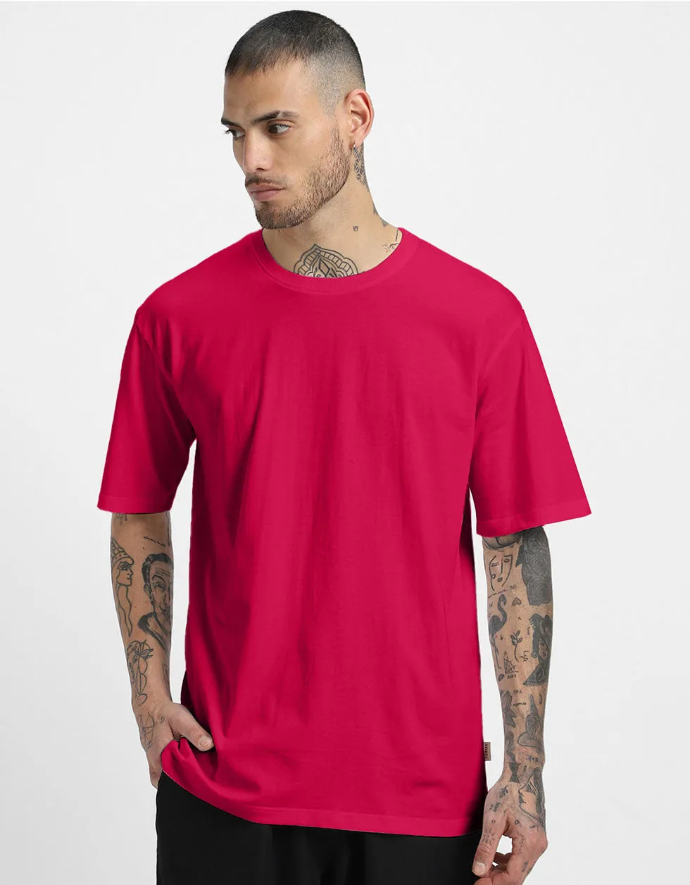 Magenta Oversized Solid Tshirt