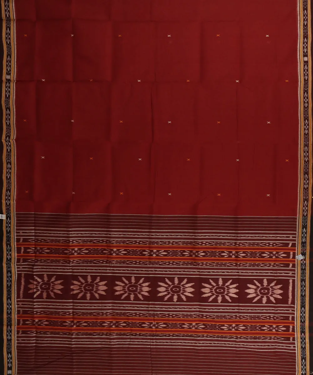 Maroon bistre cotton odisha handloom saree