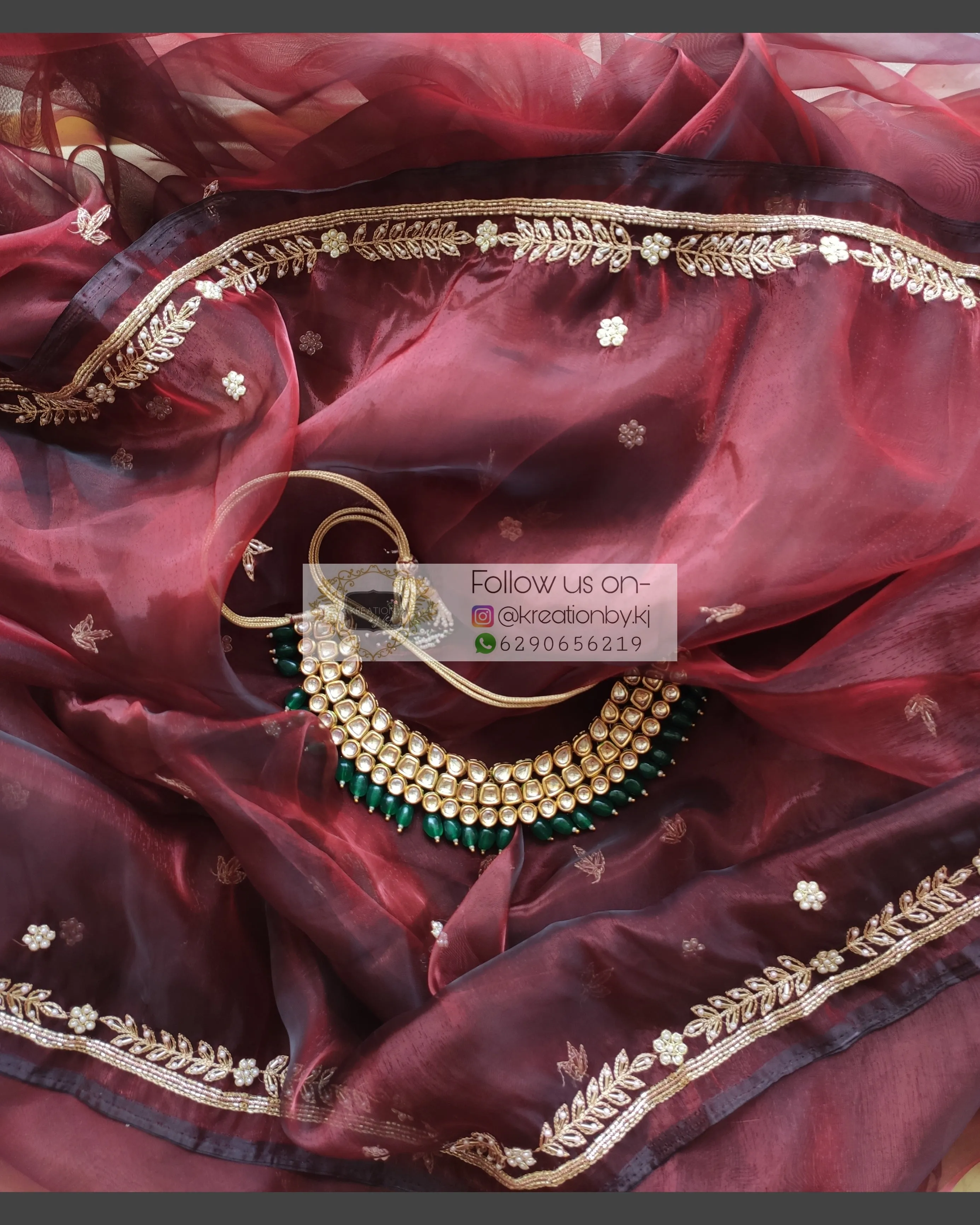 Maroon Glass Tissue Saree With Kasab And Cutdana Border