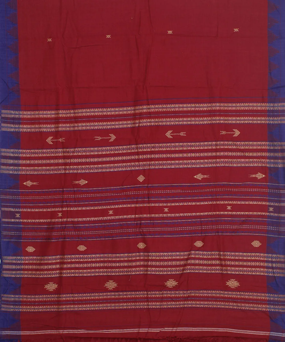 Maroon navy blue cotton handwoven kotpad saree