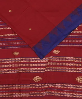 Maroon navy blue cotton handwoven kotpad saree