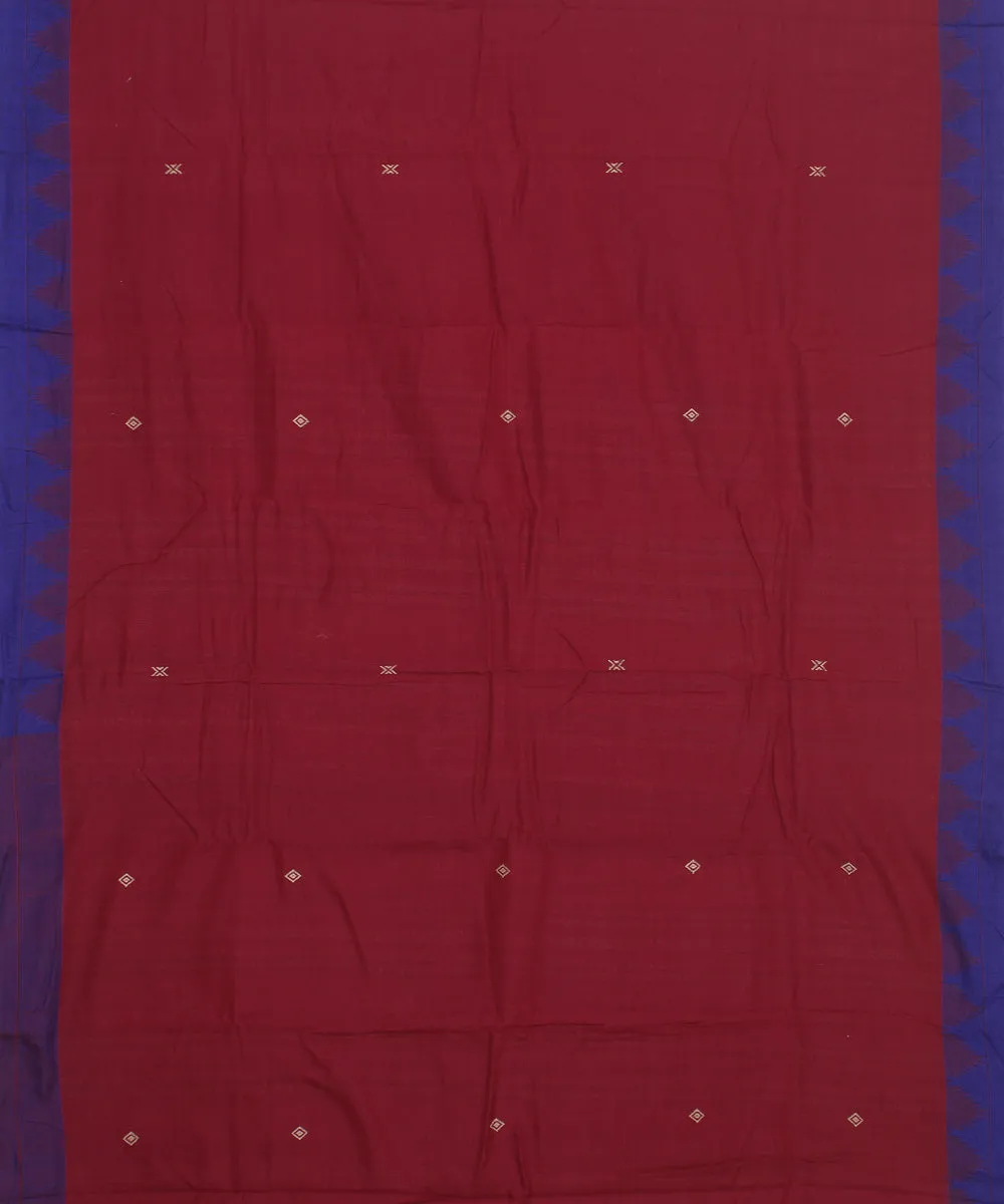 Maroon navy blue cotton handwoven kotpad saree