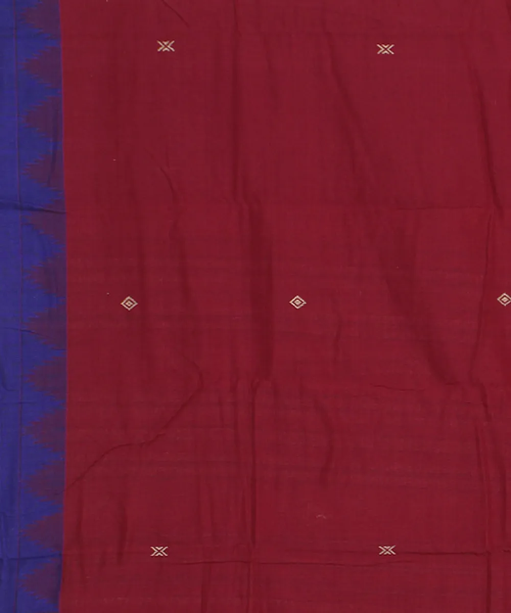 Maroon navy blue cotton handwoven kotpad saree