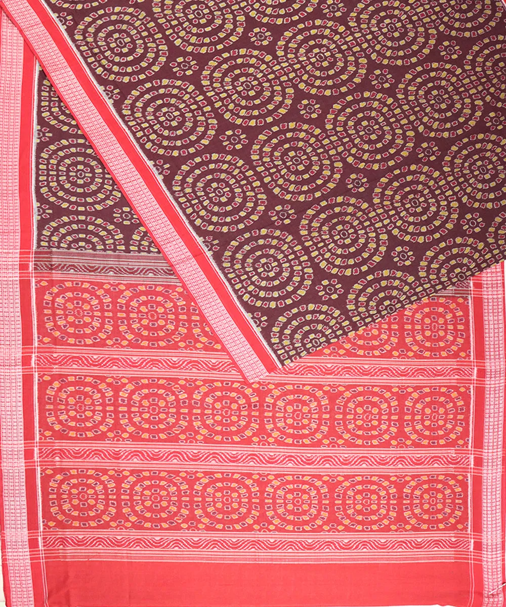 Maroon red cotton handloom sambalpuri saree