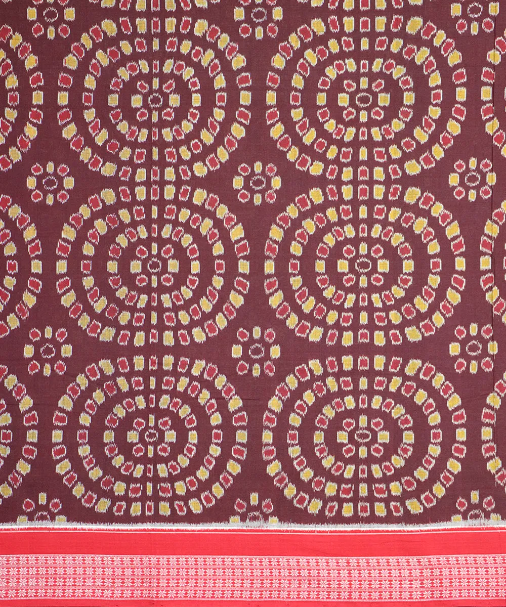 Maroon red cotton handloom sambalpuri saree