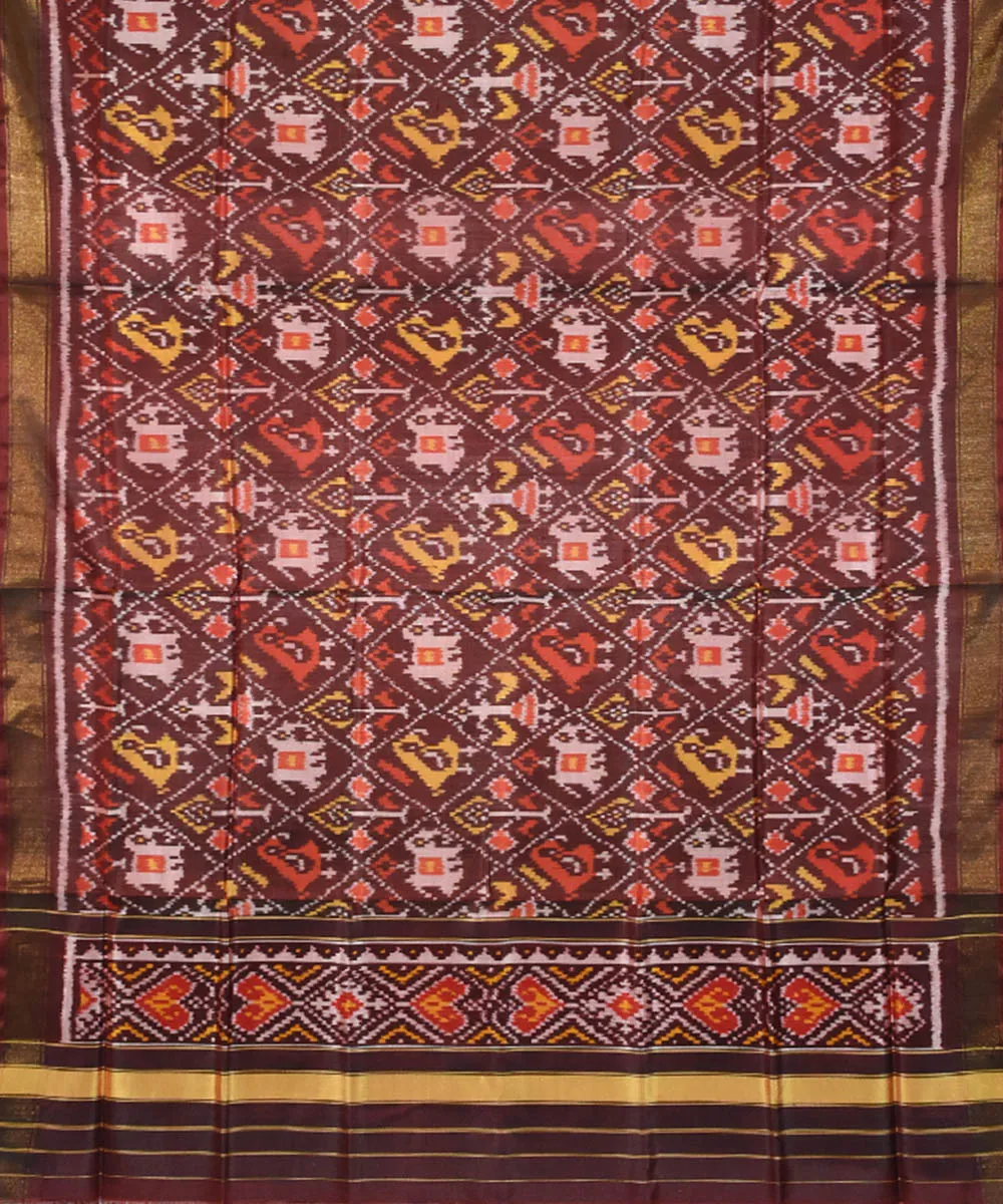 Maroon red handloom silk patola dupatta