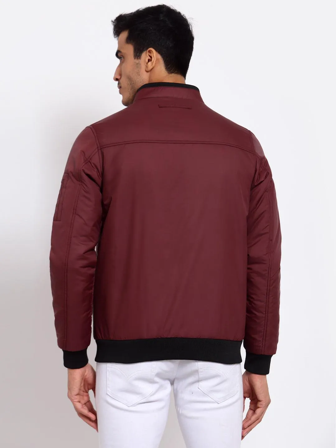 Men Maroon Lightweight Outdoor Bomber Jacket