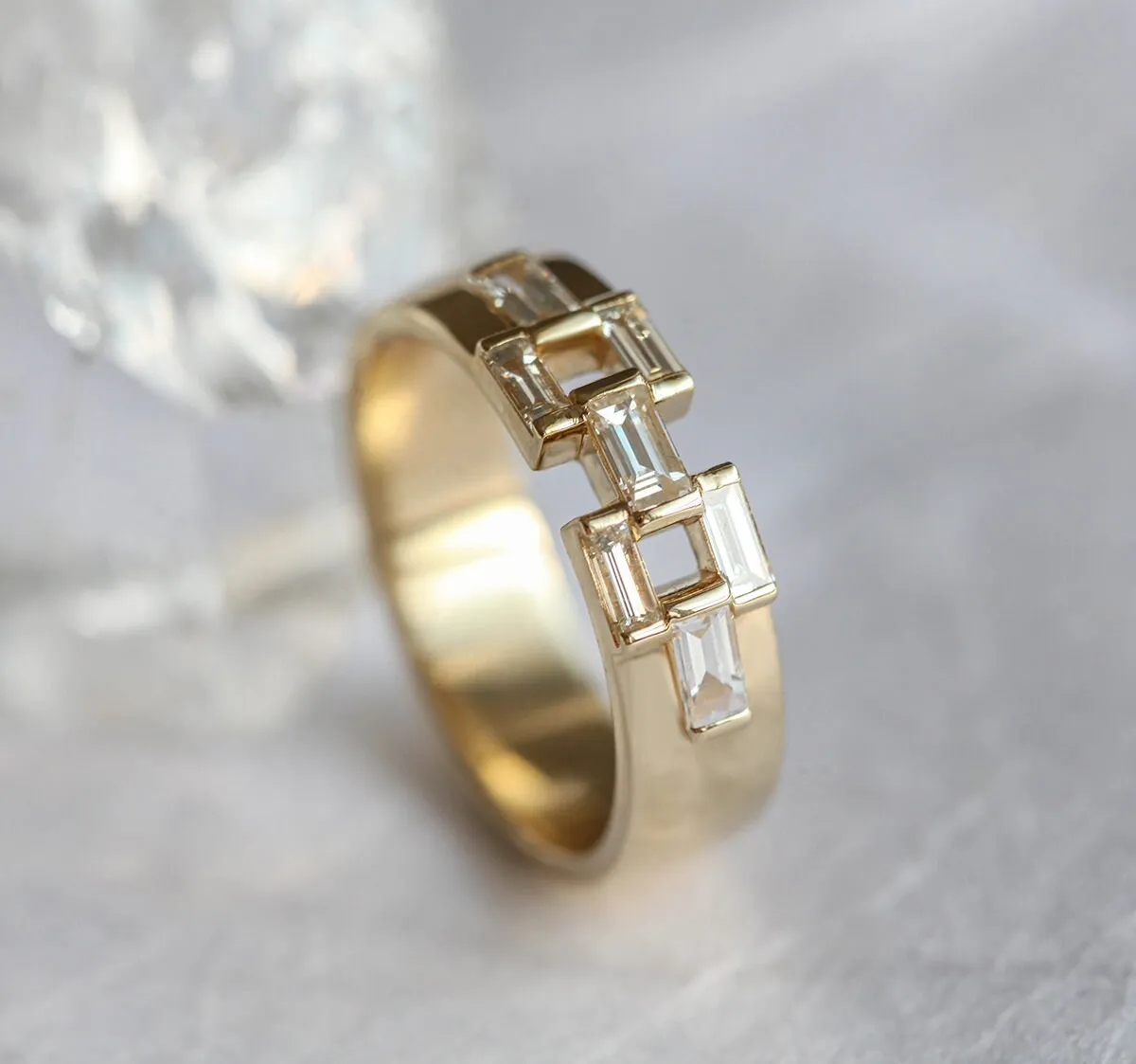 Men'S Diamond Band With Baguette Diamonds