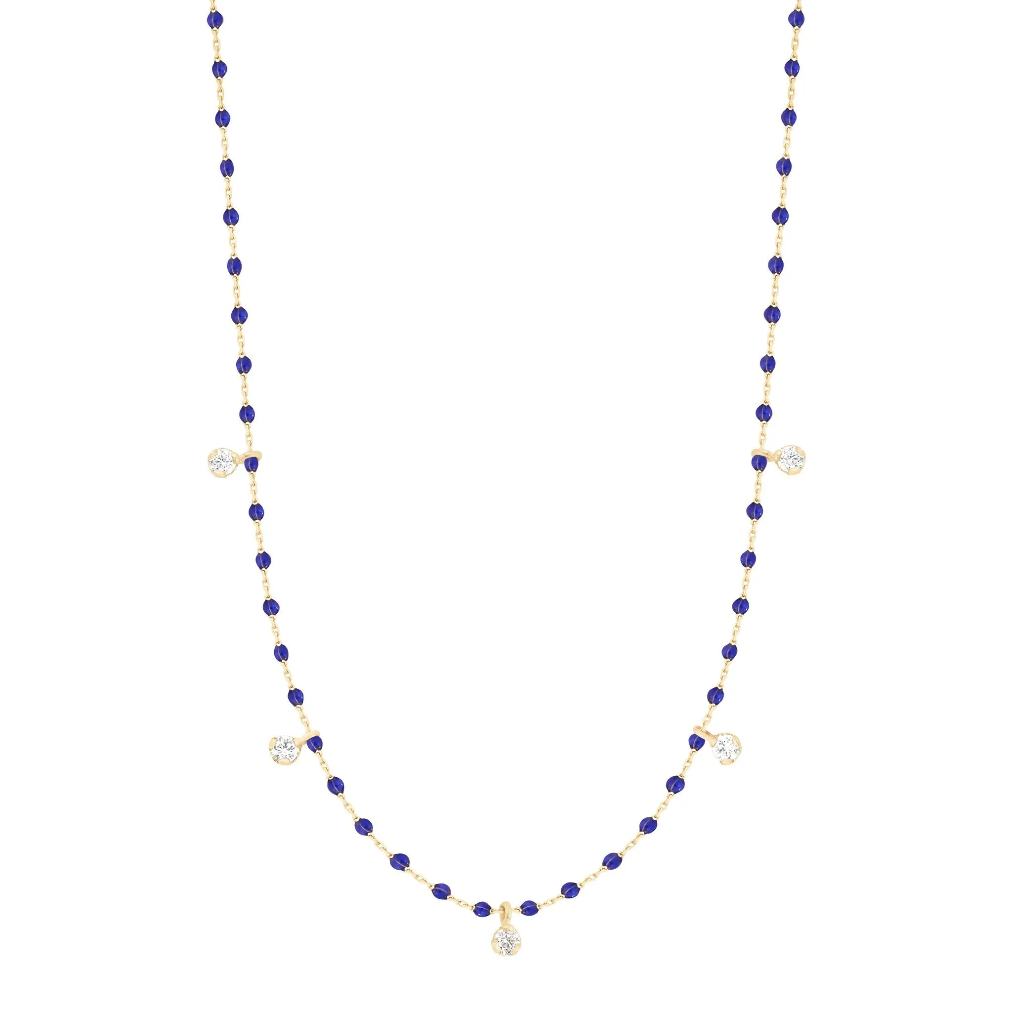 Mini Gigi Lapis necklace, Yellow Gold 5 diamond, 21.7"