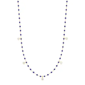 Mini Gigi Lapis necklace, Yellow Gold 5 diamond, 21.7"