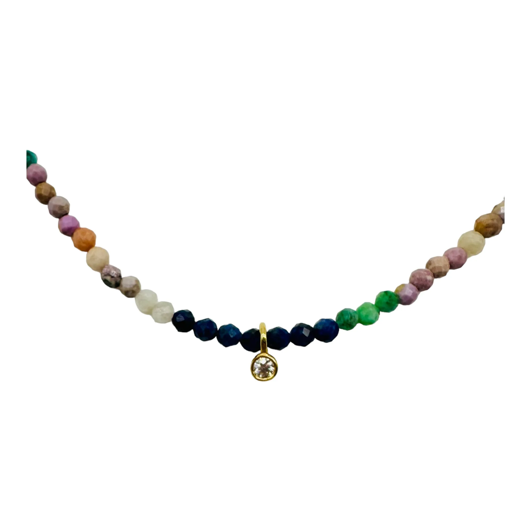 Multi Gemstones & Diamond Drop Choker