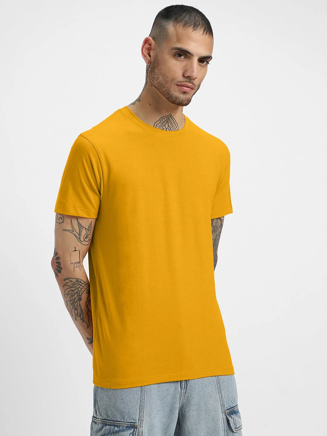 Mustard Solid Men's Tshirt