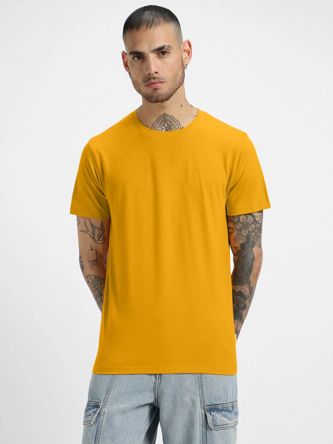 Mustard Solid Men's Tshirt