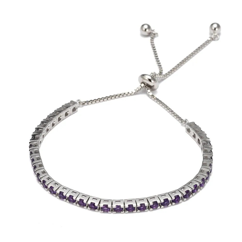 Natural Dark Amethyst Tennis Bolo Bracelet