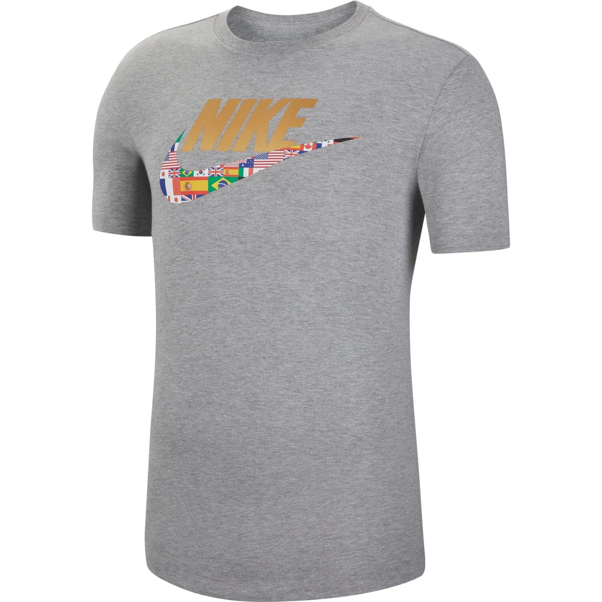 Nike swoosh World Cup Soccer Flag Men's Tee Gray Gold