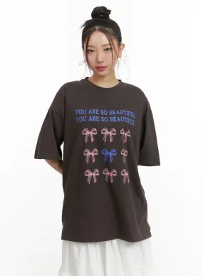 Oversized Ribbon Graphic Tee OM429