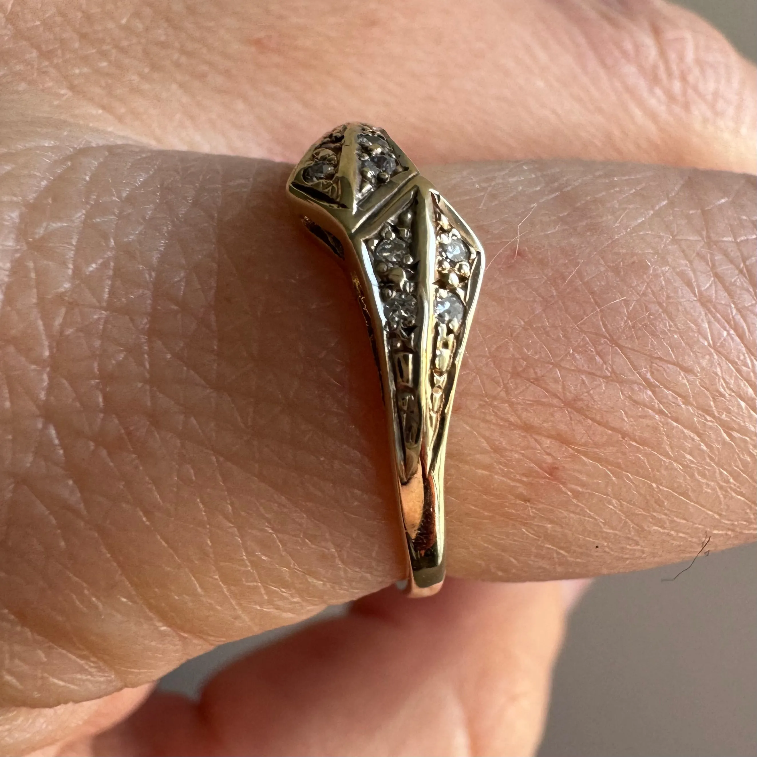 P R E - L O V E D // subtle serpents / 9k and diamond snake bypass ring / size 6.75