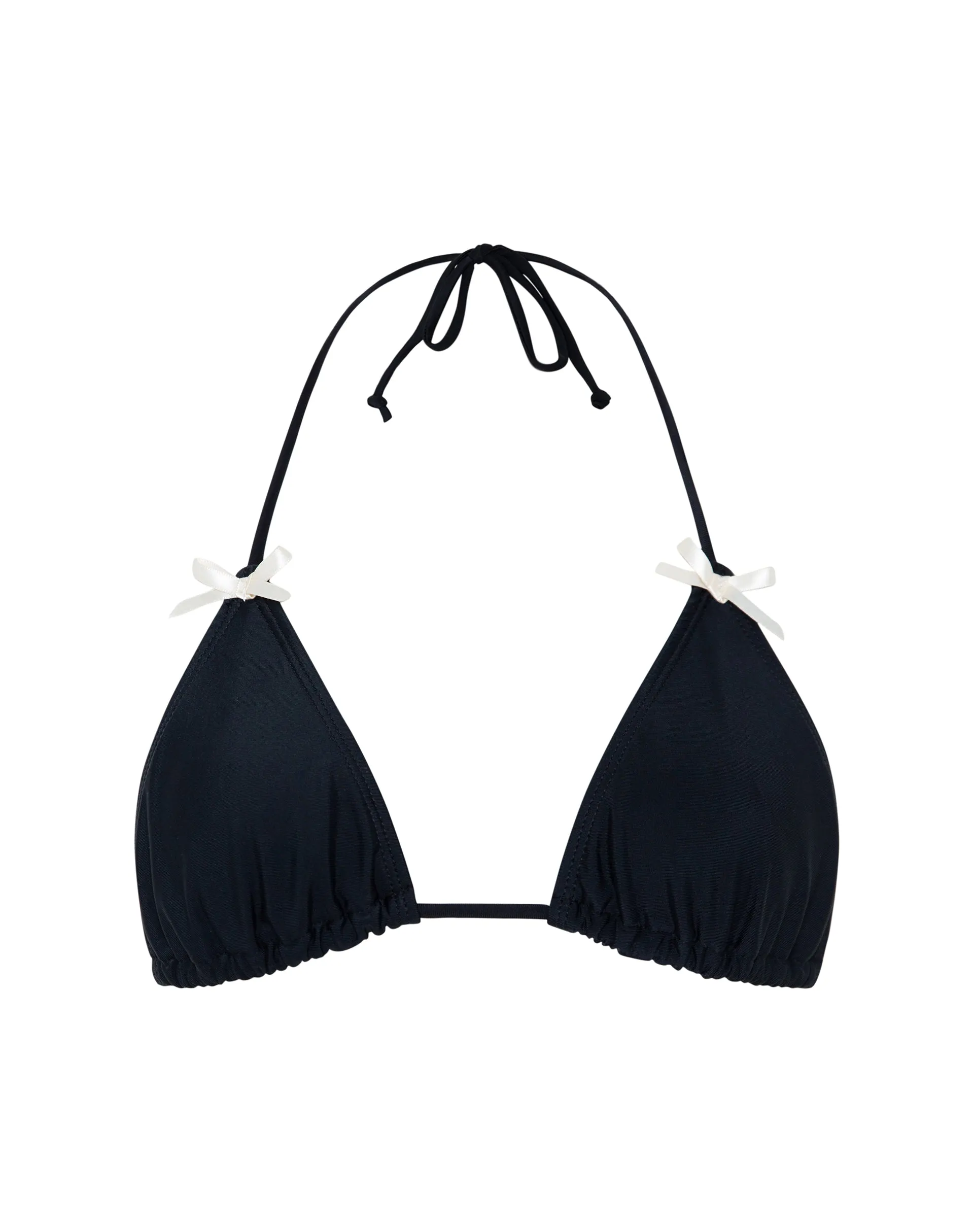 Pami Bikini Top in Black with Ivory Bow