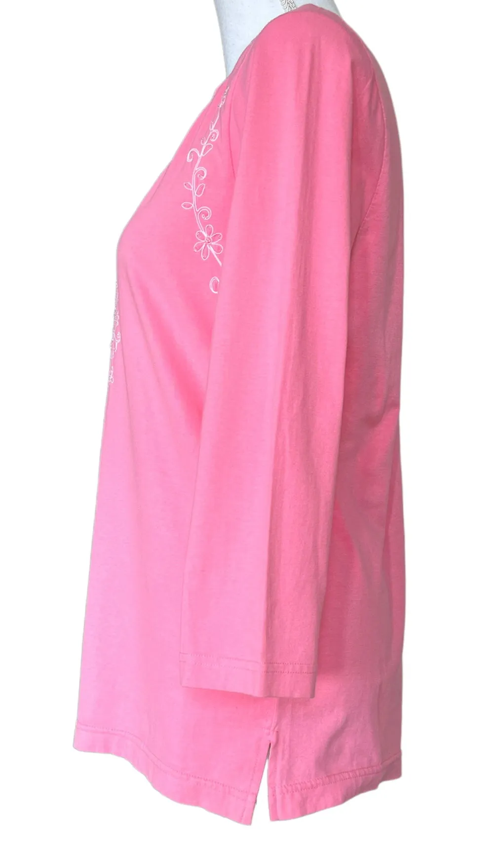 Pappagallo Pink Knit Embroidered Tunic, S