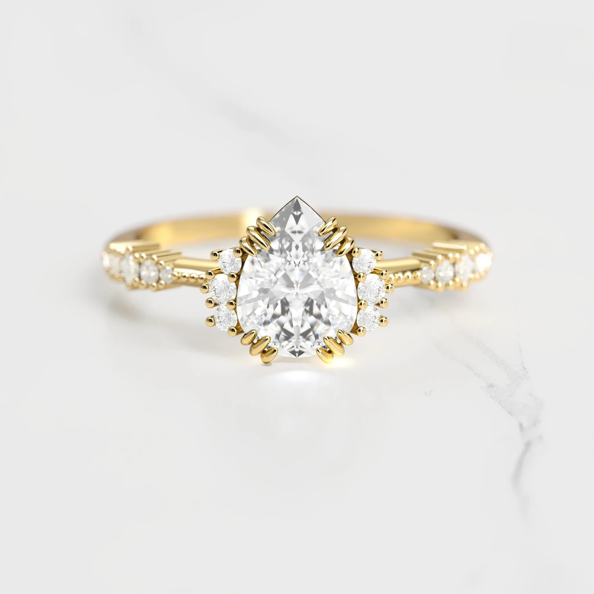 Pear Cluster Diamond Ring