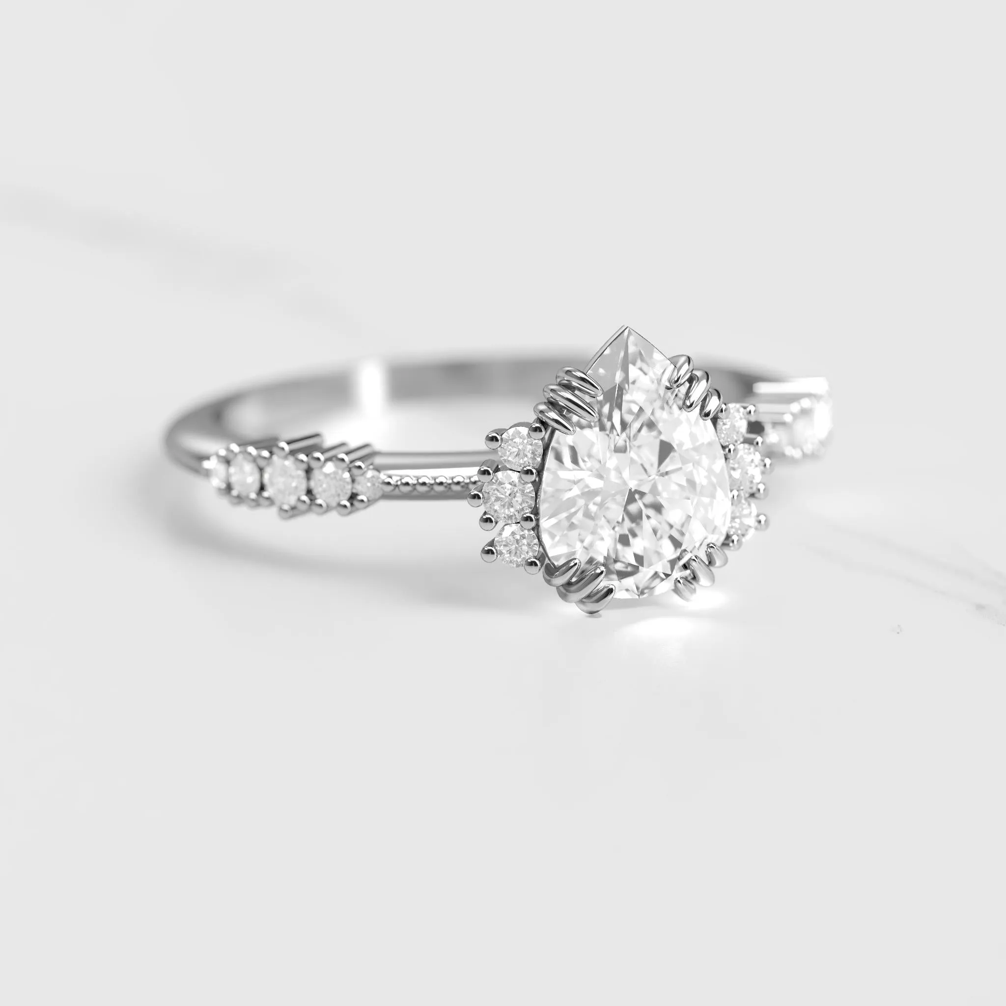 Pear Cluster Diamond Ring