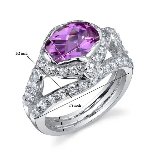 Pink Sapphire Oval Cut Sterling Silver Ring Size 5