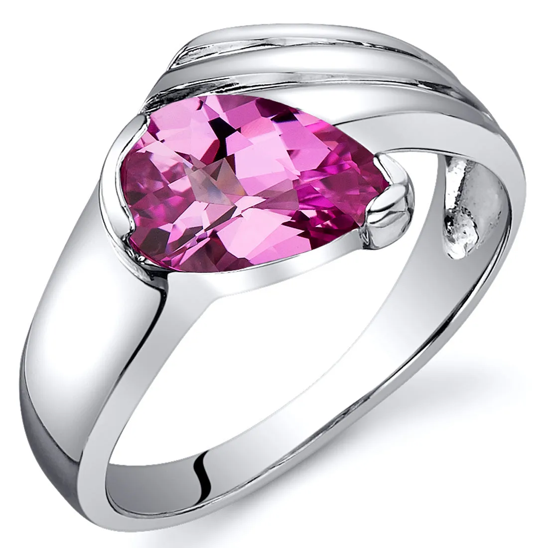 Pink Sapphire Pear Shape Sterling Silver Ring Size 5