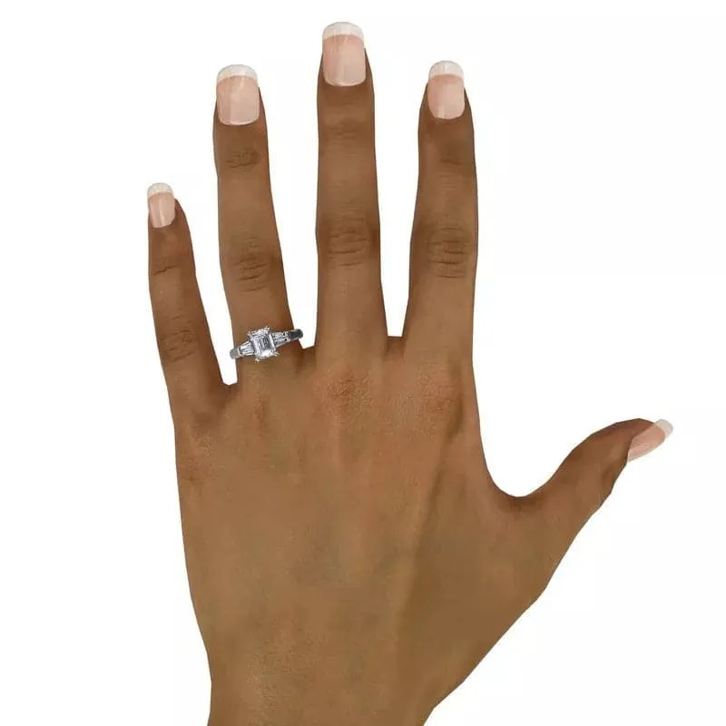 PLATINUM 5-STONE DIAMOND AND BAGUETTE ENGAGEMENT RING MOUNTING (SETTING ONLY)