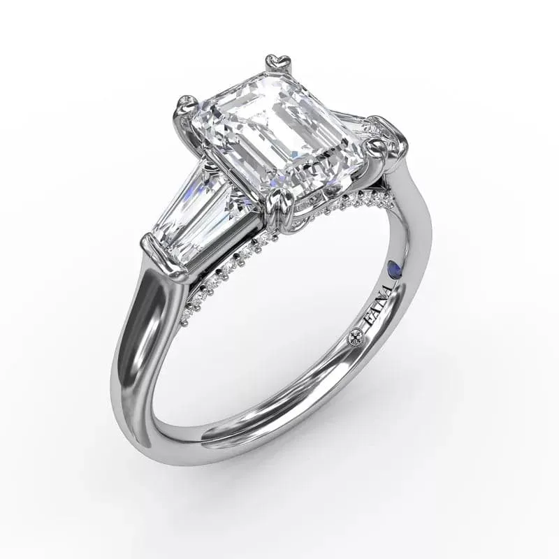 PLATINUM 5-STONE DIAMOND AND BAGUETTE ENGAGEMENT RING MOUNTING (SETTING ONLY)