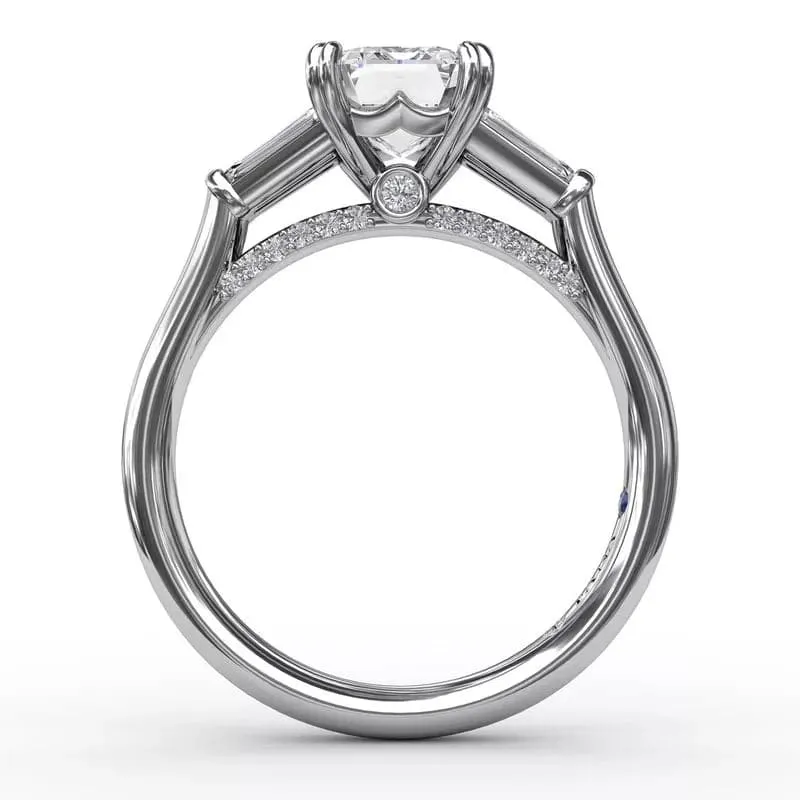 PLATINUM 5-STONE DIAMOND AND BAGUETTE ENGAGEMENT RING MOUNTING (SETTING ONLY)