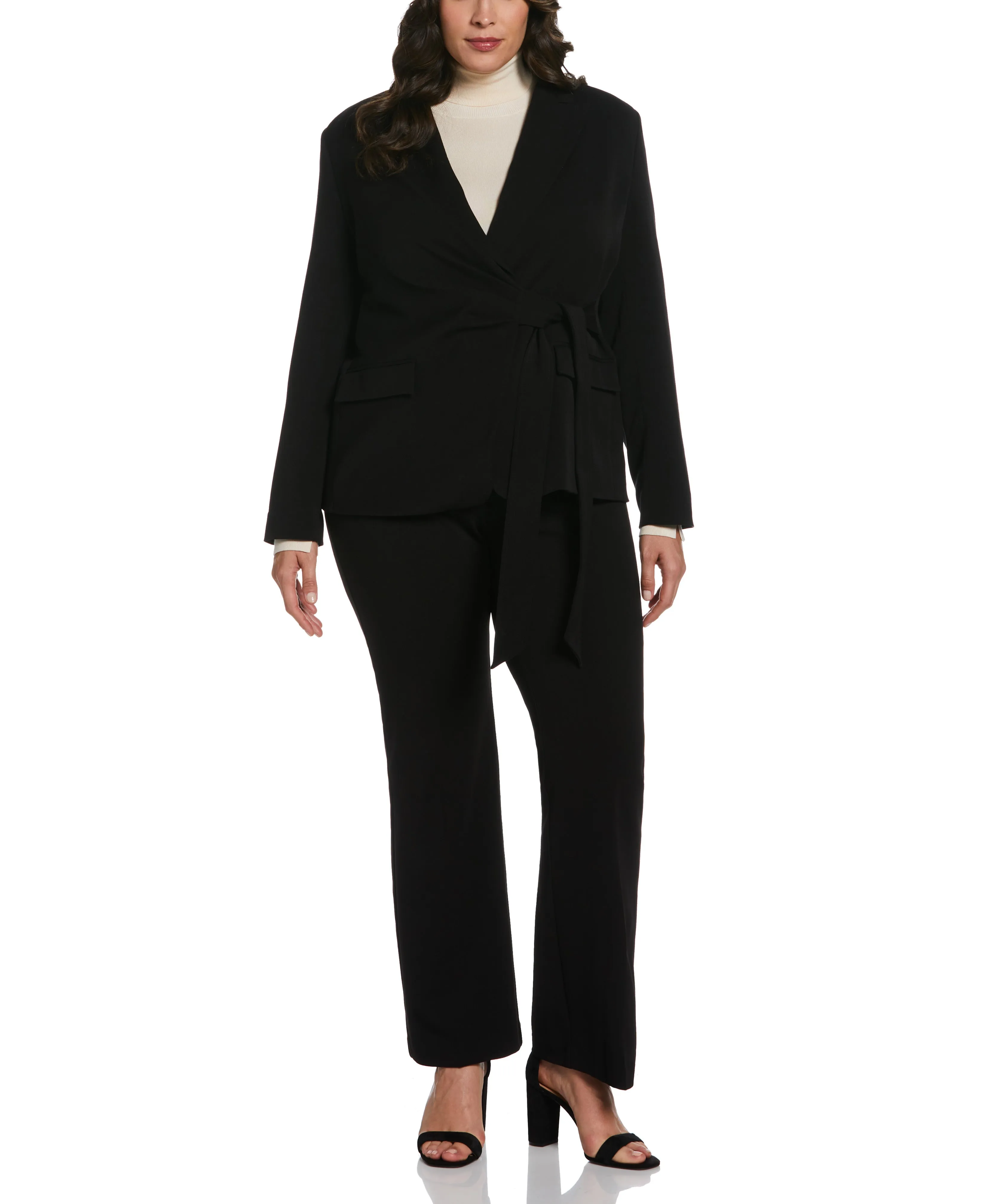 Plus Size Front-Tie Wrap Blazer