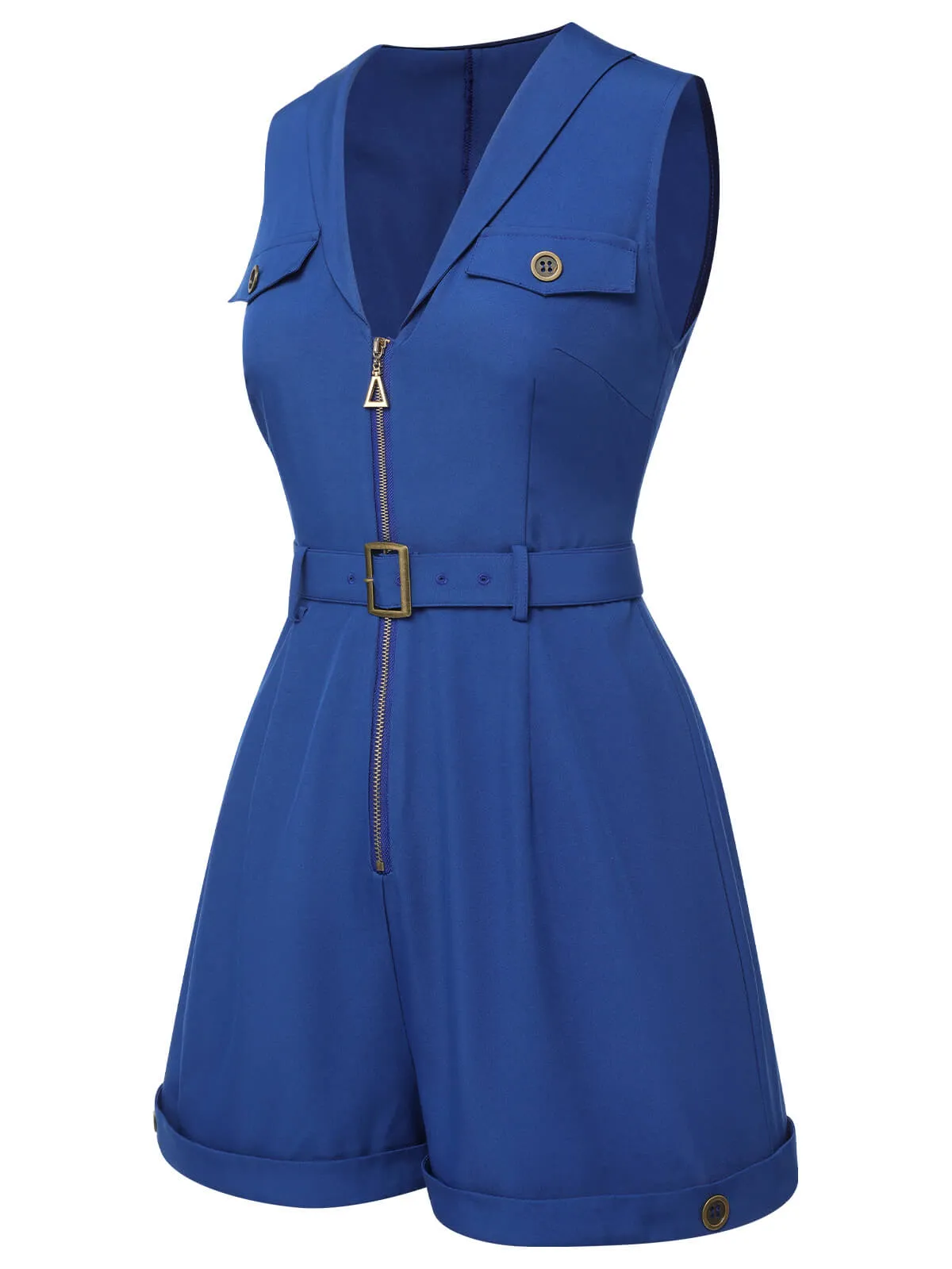 [Pre-Sale] Dark Blue 1940s Pockets Lapel Romper